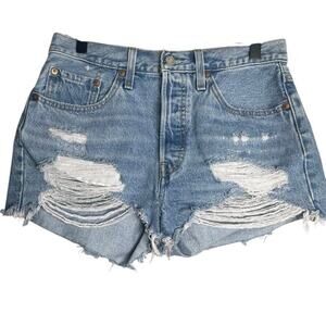 Levi Strauss Women’s 501 Distressed Denim Shorts Size-27